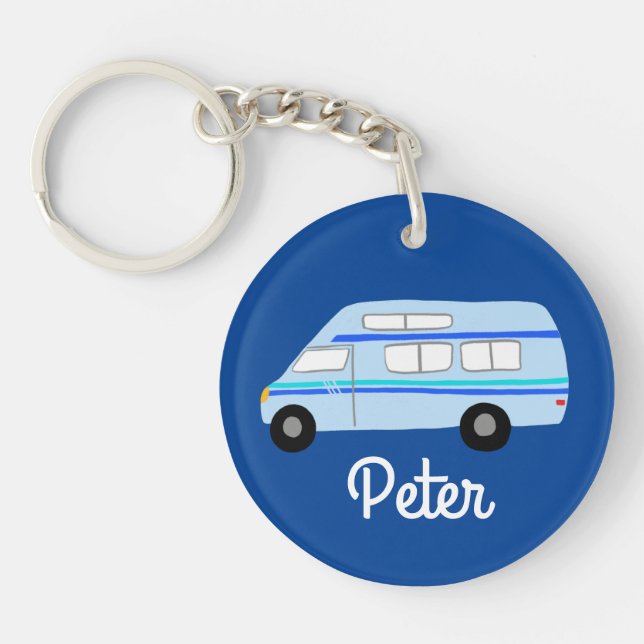 Porte-clefs HEUREUX CAMPER Van RV Motorhome Campervan CUSTOM (Devant)