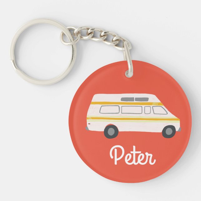 Porte-clefs HEUREUX CAMPER Van RV Motorhome Campervan CUSTOM (Devant)