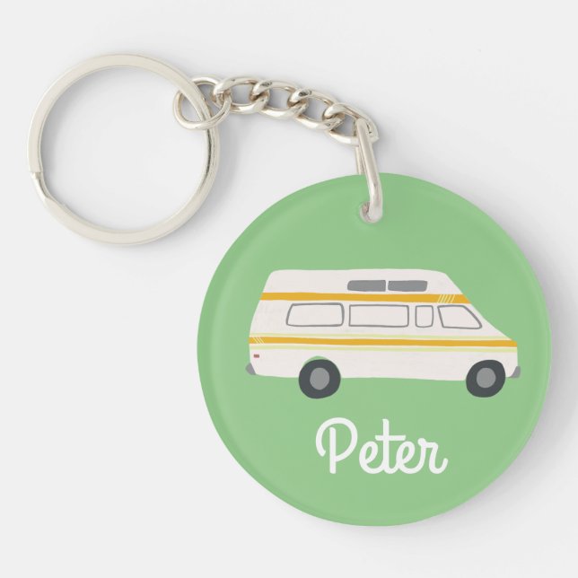 Porte-clefs HEUREUX CAMPER Van RV Motorhome Campervan CUSTOM (Devant)