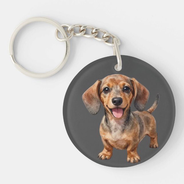 Porte-clefs Heureux chiot teckel (Devant)