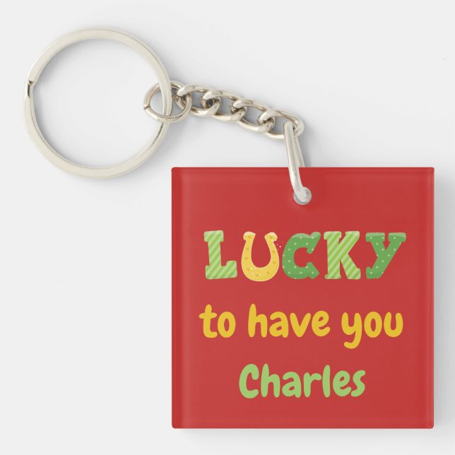 Porte-clefs Heureux d'avoir vous thème St patrick (Devant)