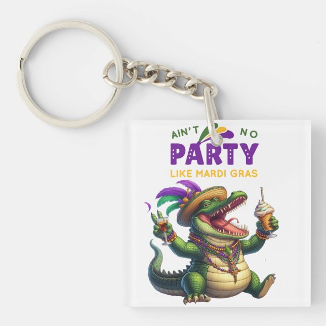 Porte-clefs Heureux Mardi Gras Alligator (Devant)