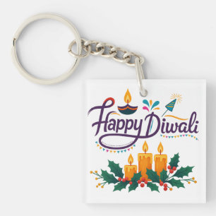 Porte-clefs Heureux Porte - clé Carré Diwali