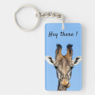 Porte-clefs Hey là drôle Giraffe photo avec texte