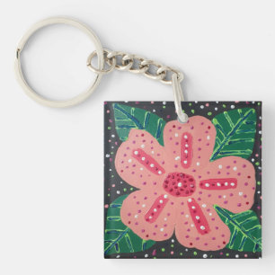 Porte-clefs Hibiscus rose tropical