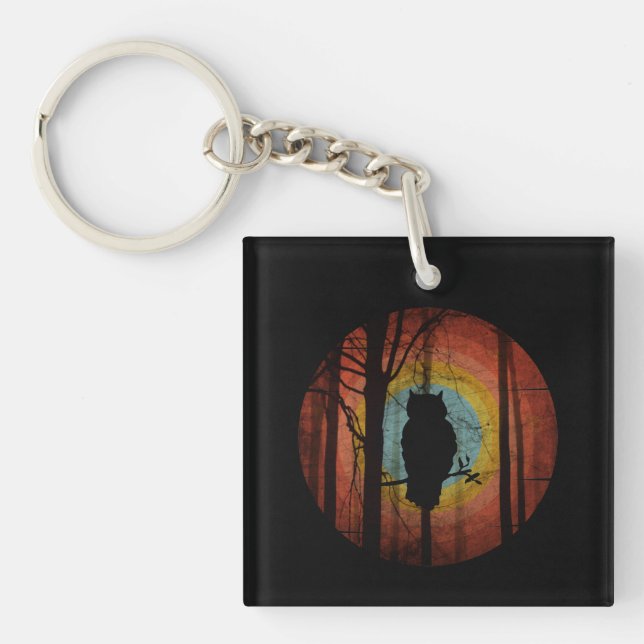 PORTE-CLEFS HIBOU DANS LA FORÊT BOISÉE (Devant)