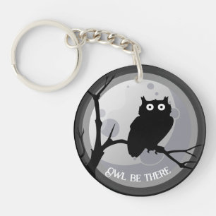 Porte-clefs hibou être là Chouette noir et blanc