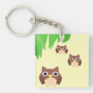 Porte-clefs hibou peinture art