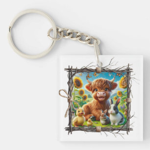 Porte-clefs Highland Cow Acrylique Porte - clé — Charme agrico
