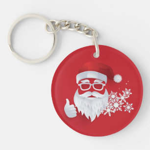Porte-clefs Hip Santa Claus Papercut sur Red Christmas