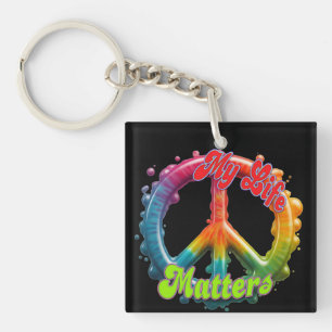 Porte-clefs Hippie Amour Paix La Vie Compte Personnalisé