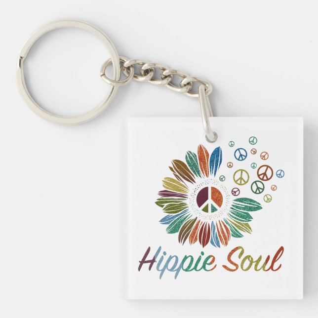 Porte-clefs Hippie Boho Peace and Love Soul  (Devant)