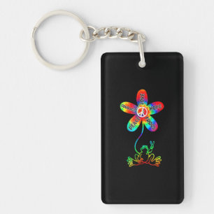 Porte-clefs Hippie Frog Paix Aimer Espoir Courage Tie Dye Paix