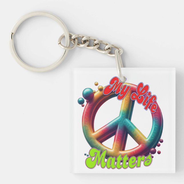 Porte-clefs Hippie Love Peace Life Matters Custom  (Devant)