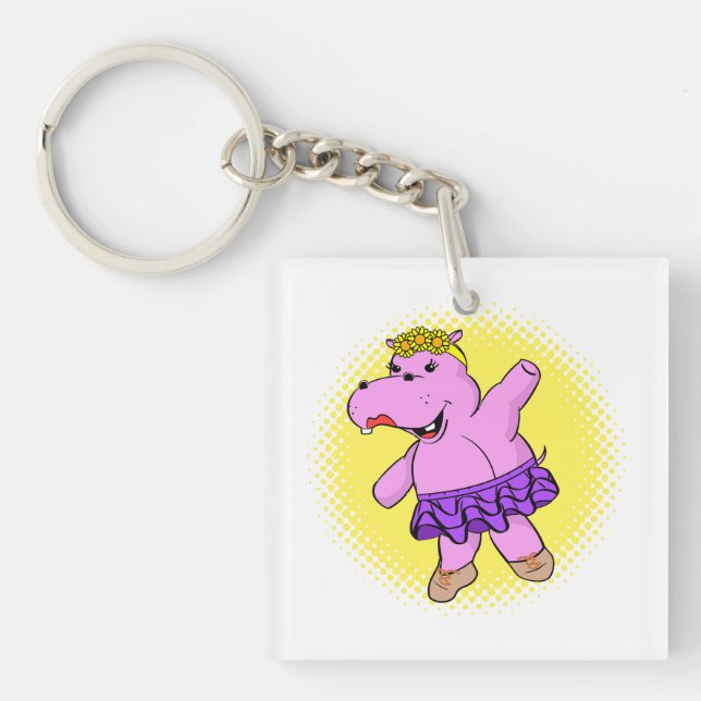Porte-clefs Hippo Ballerina avec Tutu (Devant)