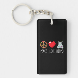 Porte-clefs Hippo Love Peace Favori Zoo Faune Animal