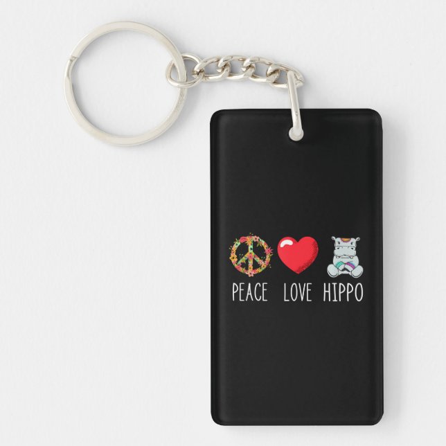 Porte-clefs Hippo Love Peace Favori Zoo Faune Animal (Devant)