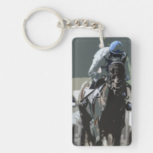 Porte-clefs Hippocampe Avec Jockey En Porte - clé Bleu