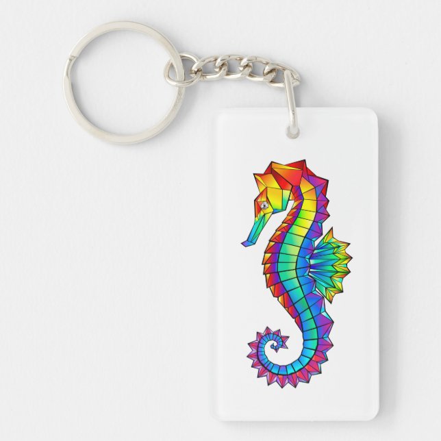 Porte-clefs Hippocampe polygonal arc-en-ciel (Devant)