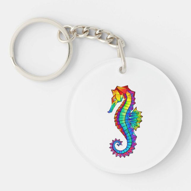 Porte-clefs Hippocampe polygonal arc-en-ciel (Devant)