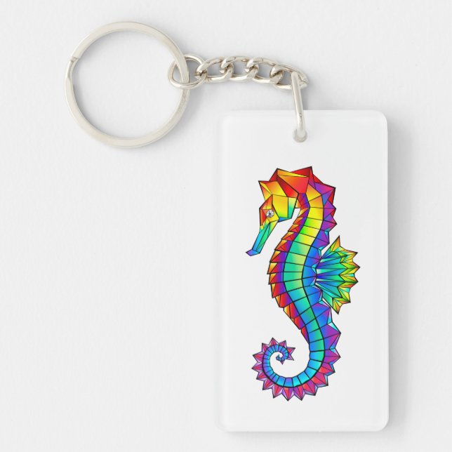 Porte-clefs Hippocampe polygonal arc-en-ciel (Devant)