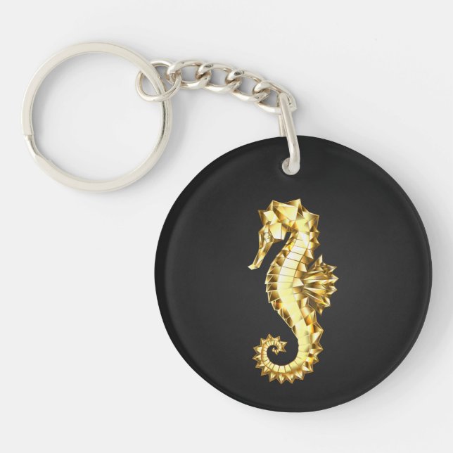 Porte-clefs Hippocampe Polygonal Or (Devant)