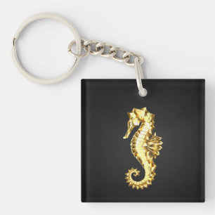 Porte-clefs Hippocampe Polygonal Or