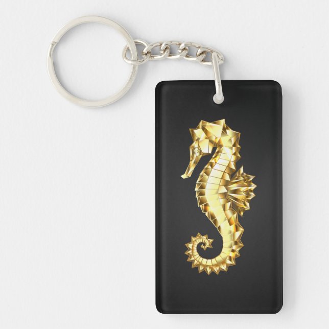 Porte-clefs Hippocampe Polygonal Or (Devant)