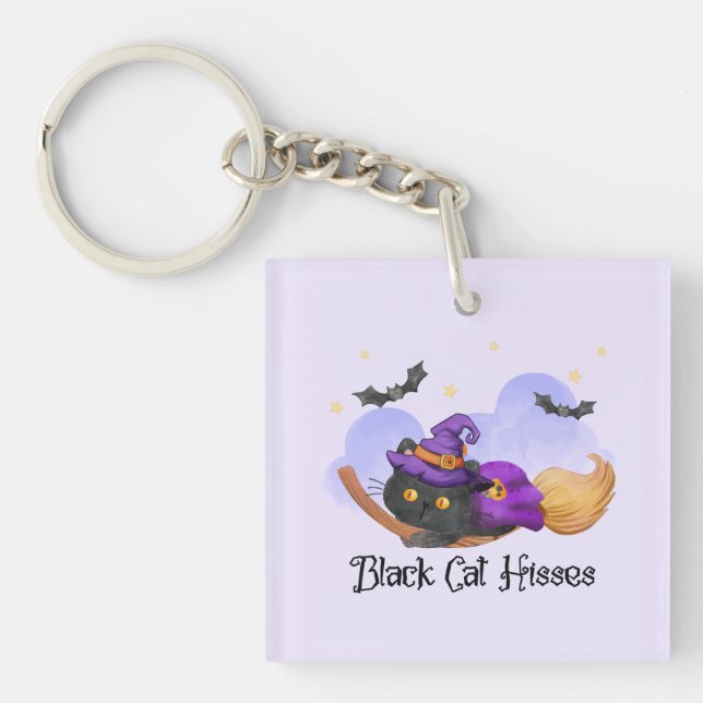 Porte-clefs Hisses de chats noirs (Devant)