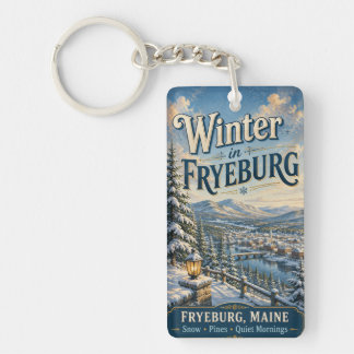 Porte-clefs Hiver à Fryeburg Maine Rectangle Acrylique