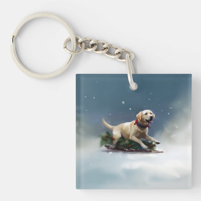 Porte-clefs hiver de Noël du Labrador (Devant)