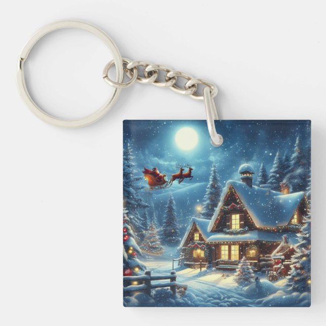 Porte-clefs Hiver/Père Noël/Noël/Neige (Devant)