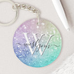 Porte-clefs Holographe de Parties scintillant glamour assez pe<br><div class="desc">Personnalisez facilement cet élégant motif de parties scintillant bokeh coloré avec votre nom et/ou monogramme personnalisés.</div>