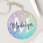 Porte-clefs Holographe de Parties scintillant glamour assez pe<br><div class="desc">Personnalisez facilement cet élégant motif de parties scintillant bokeh coloré avec votre nom et/ou monogramme personnalisés.</div>