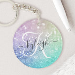 Porte-clefs Holographe de Parties scintillant glamour assez pe<br><div class="desc">Personnalisez facilement cet élégant motif de parties scintillant bokeh coloré avec votre nom et/ou monogramme personnalisés.</div>
