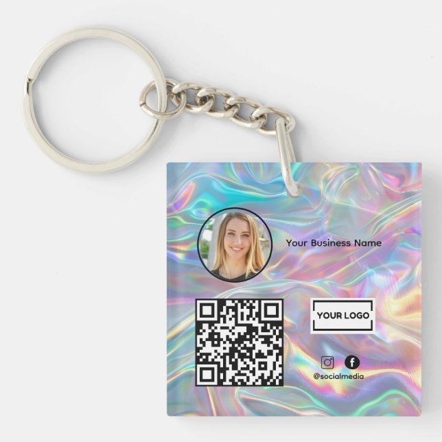 Porte-clefs Holographie Ajouter logo commercial Photo Code Qr (Devant)