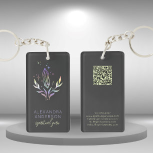 Porte-clefs Holographique Crystal Gemstone QR Code noir