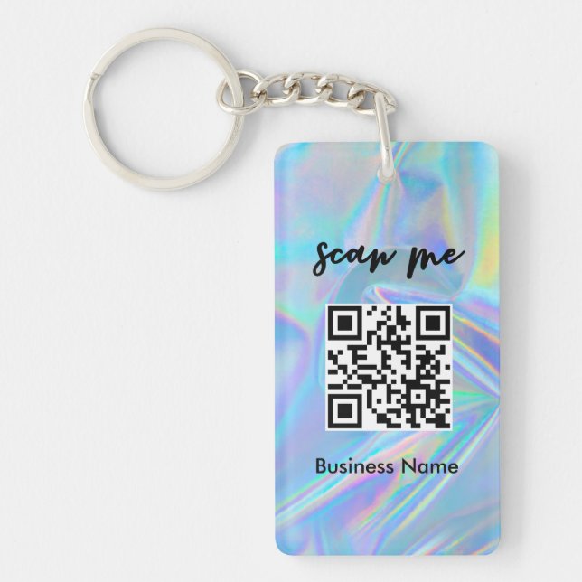 Porte-clefs Holographique QR Code Carte de visite Votre logo (Devant)