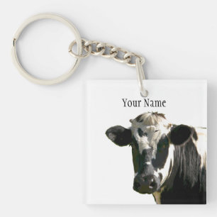 Porte-clefs Holstein Cow Farm Animal laitier Noir et blanc