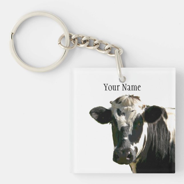 Porte-clefs Holstein Vache ferme animal laitier noir et blanc (Devant)