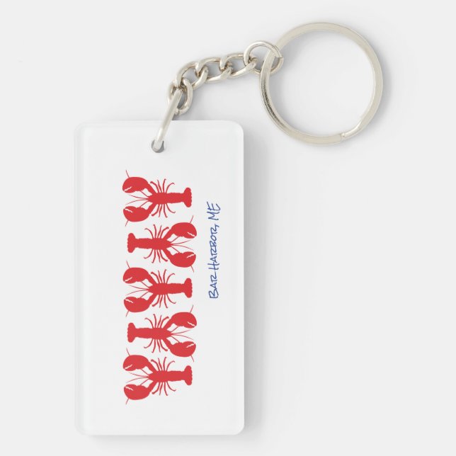 Porte-clefs Homards rouges Bleu Lieu personnalisé Gros-Blancs (Dos)