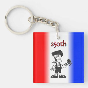 Porte-clefs Homme colonial portant un drapeau 250e