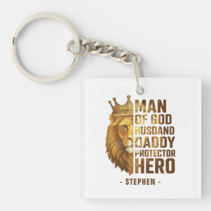 Porte-clefs Homme de Dieu Lion Couronne Design - Mari, papa
