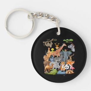 Porte-clefs Hommes Femmes et Enfants Faune Journee au Zoo Fete