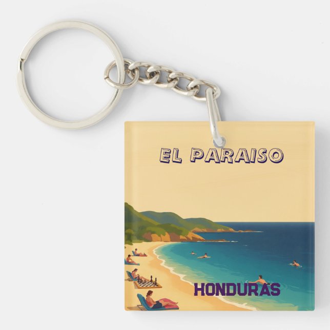 Porte-clefs  Honduras EL PARAISO Retro poster (Devant)