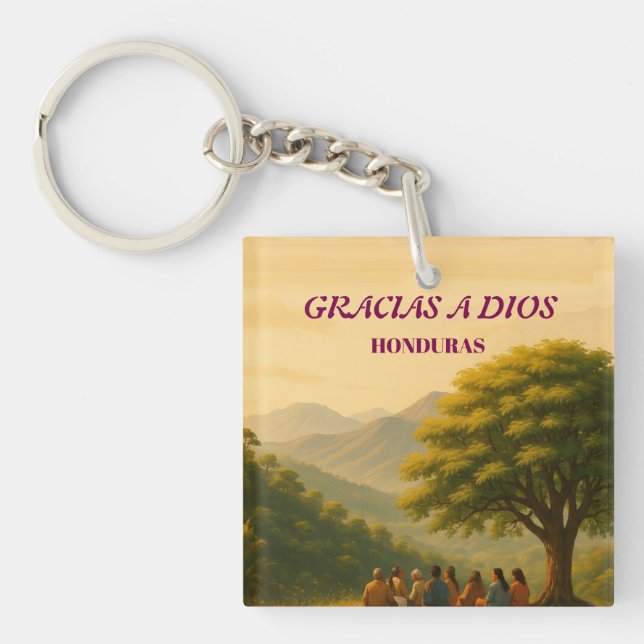 Porte-clefs  Honduras GRACIAS A DIOS Retro poster (Devant)