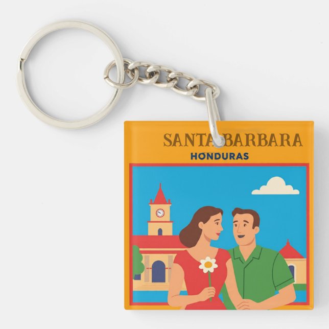 Porte-clefs  Honduras Santa Barbara Retro poster (Devant)