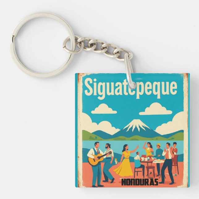 Porte-clefs  Honduras SIGUATEPEQUE Retro poster (Devant)