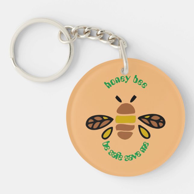 Porte-clefs Honey bee acrylique - rond (Devant)