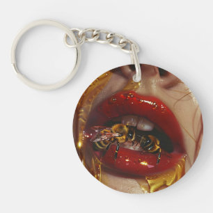 Porte-clefs Honey Drip Beauty – Portraits dorés sensuels de fe